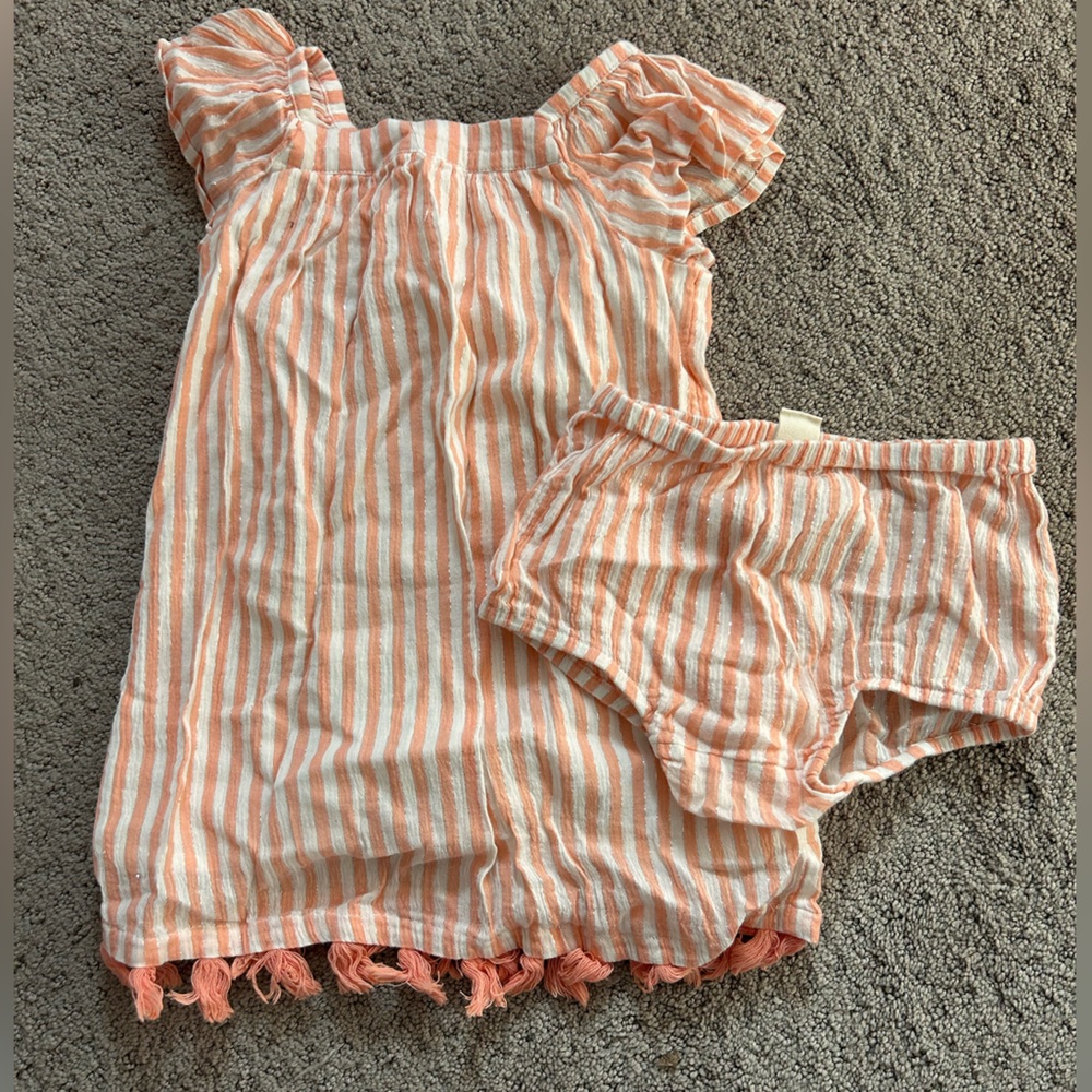 Tucker & Tate peach and white dress
